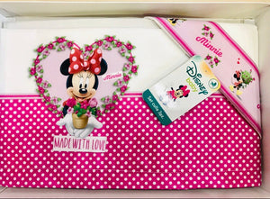 Set lenzuola culla /carrozzina 3 pezzi Disney MINNIE 100% cotone