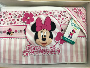 Set lenzuola culla/carrozzina 3 pezzi Disney MINNIE 100% cotone