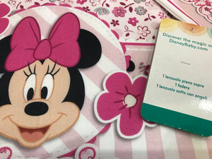 Set lenzuola culla/carrozzina 3 pezzi Disney MINNIE 100% cotone